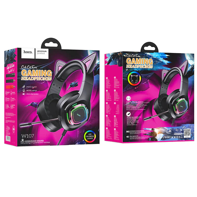 hoco. Cute Glowing Cat Ear Gaming Headset with Mic and LED Light W107 hoco. Cute Glowing Cat Ear Gaming Headset with Mic and LED Light W107